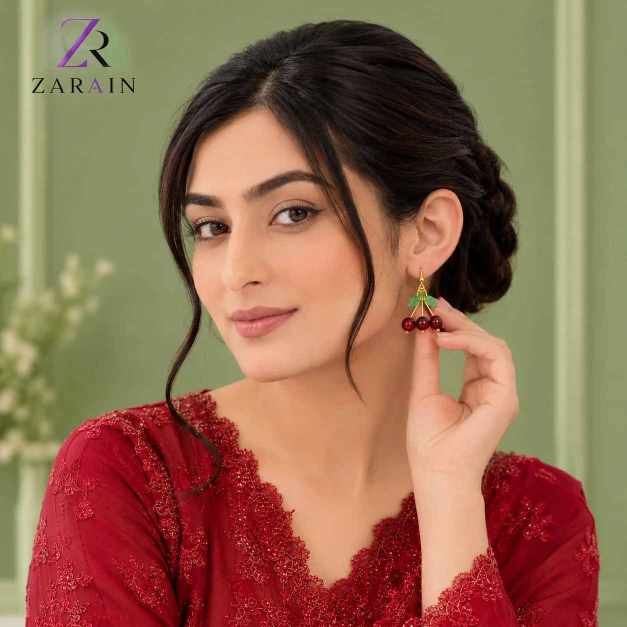 Crimson Cherry Drop Earrings